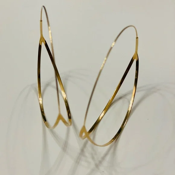Lana Jewelry 14K yellow Gold Flirt Split hoops 3" long - Picture 6 of 16